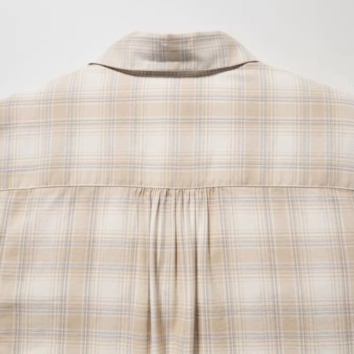 Uniqlo Soft Brushed Checked Long Sleeved Women’s Shirts Beige