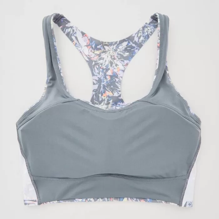 Uniqlo Square Neck Printed Active Wireless Bras Women Grey