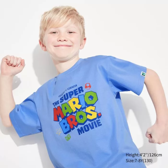 Uniqlo The Super Mario Bros Movie Ut Printed T-Shirt Kids Blue
