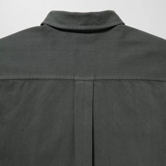 Uniqlo U Oversized Short Sleeved Work Shirts Women Dark Grey