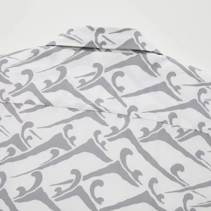 Uniqlo Unsodo Printed Short Sleeved (Open Collar) Men’s White Shirts