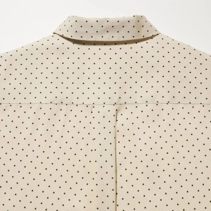 Uniqlo Viscose Dotted Long Sleeved Women’s Blouses Beige