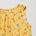 Uniqlo Viscose Flower Printed Sleeveless Dress Kids Yellow