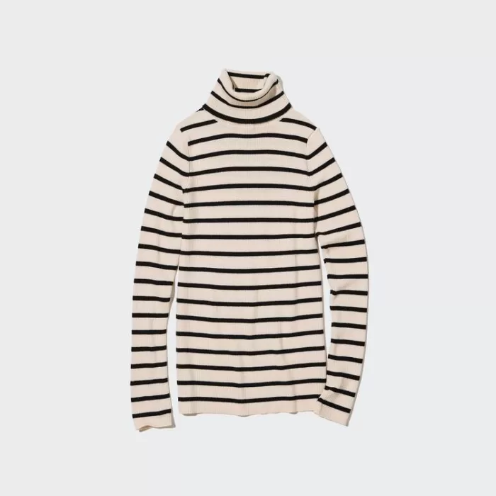 Uniqlo Women’s 100% Extra Fine Merino Ribbed Turtleneck Knitwear White