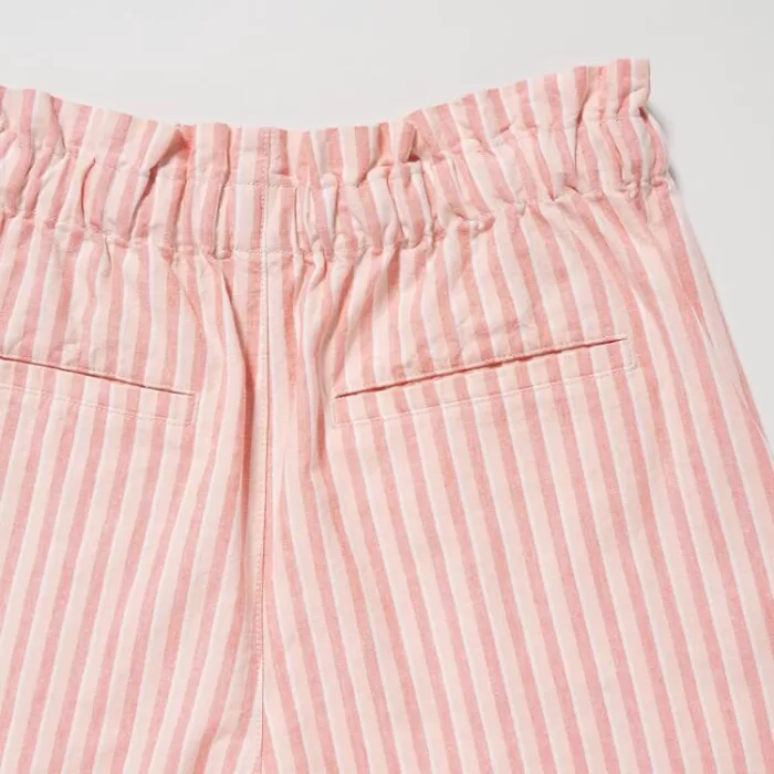 Uniqlo Women’s Cotton Linen Striped Shorts Light Orange