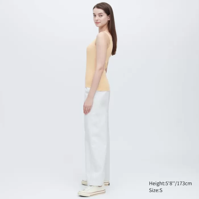 Uniqlo Women’s Cotton Ribbed Lace Sleeveless Vest Yellow