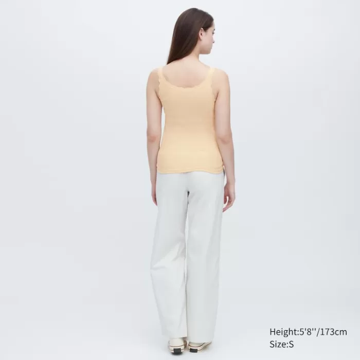 Uniqlo Women’s Cotton Ribbed Lace Sleeveless Vest Yellow