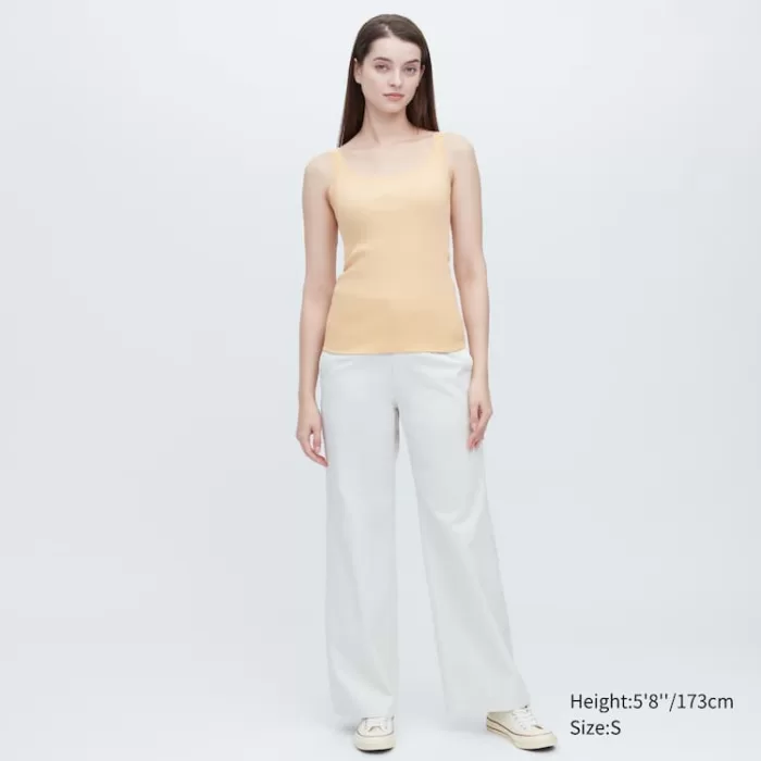 Uniqlo Women’s Cotton Ribbed Lace Sleeveless Vest Yellow